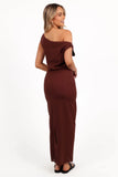 Kassie Off Shoulder Dress Chocolate Brown