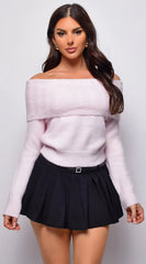 Erin Off Shoulder Sweater Top Pink