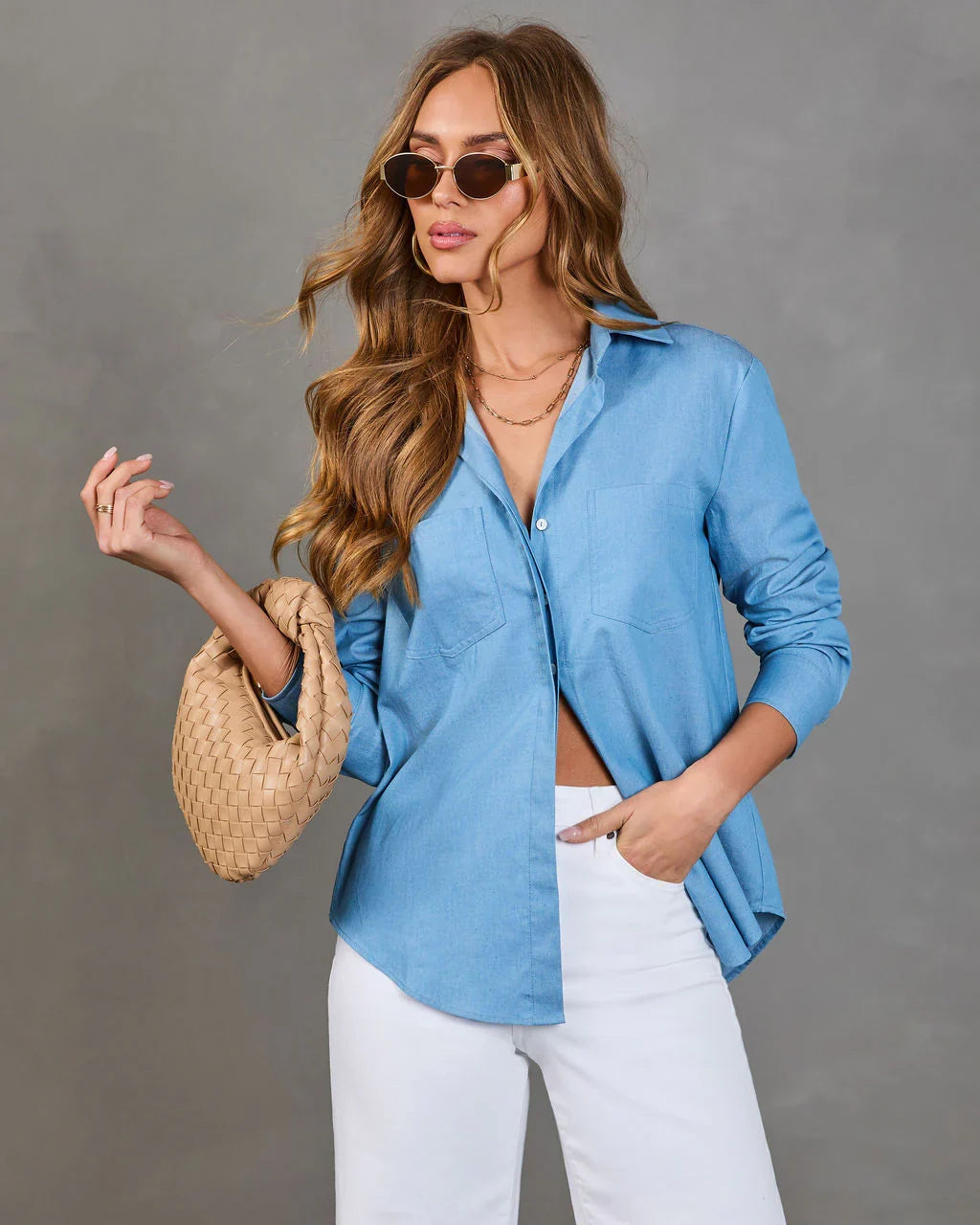 Bredan Button Down Chambray Top