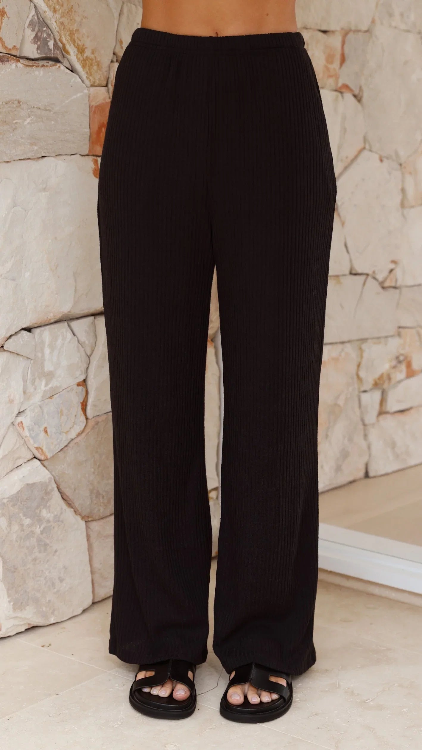 Madian Button Up Shirt and Pants Set Black