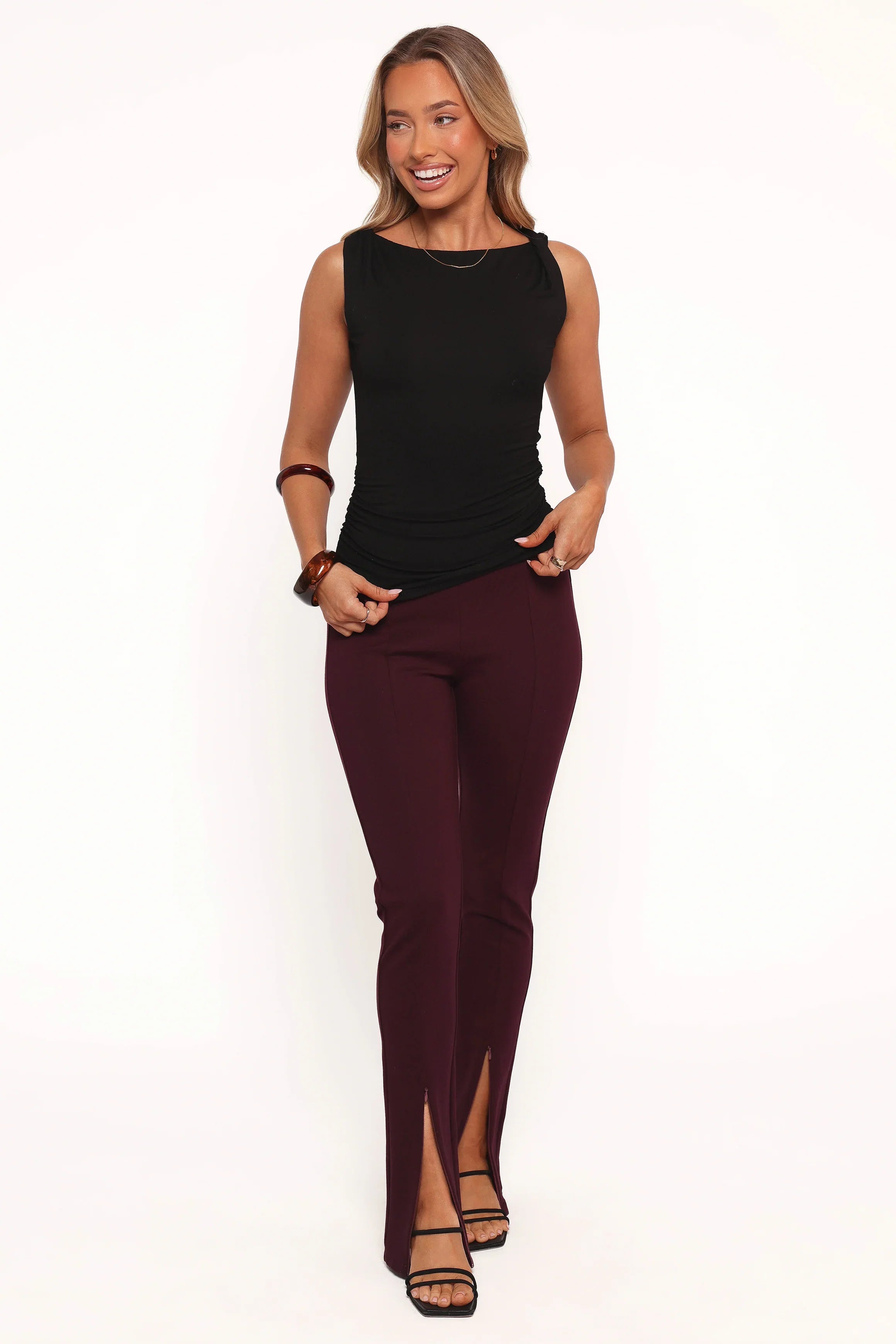 Lainey Twist Knit Top Black