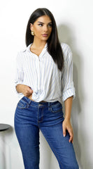 Drift Twist Stripe Shirt Chambray Blue