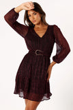 Glimmer Long Sleeve Mini Dress Pink