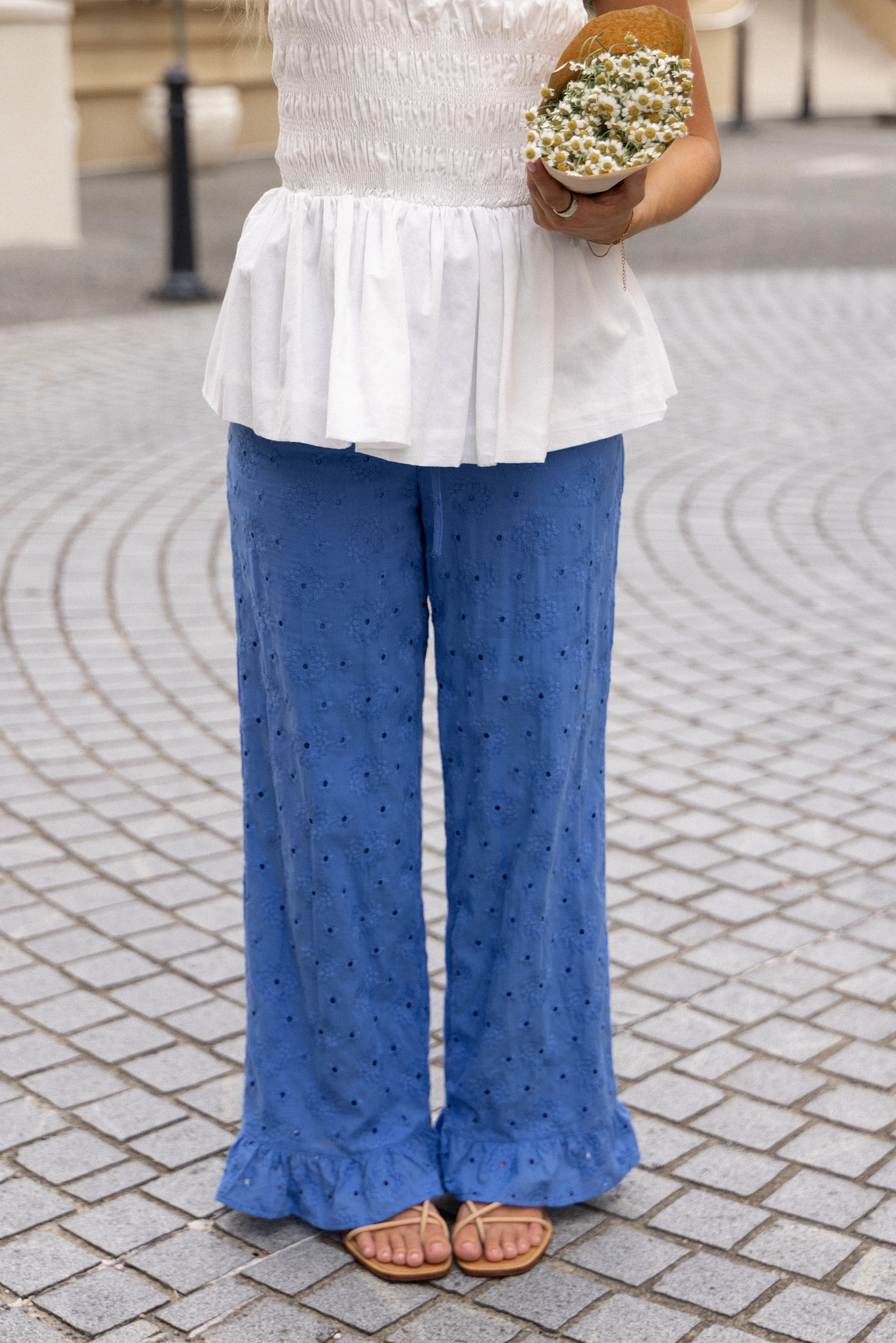 Katya Embroidered Pants Cobalt