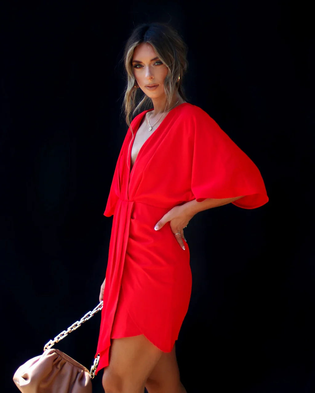 Porticia V Neck Mini Dress