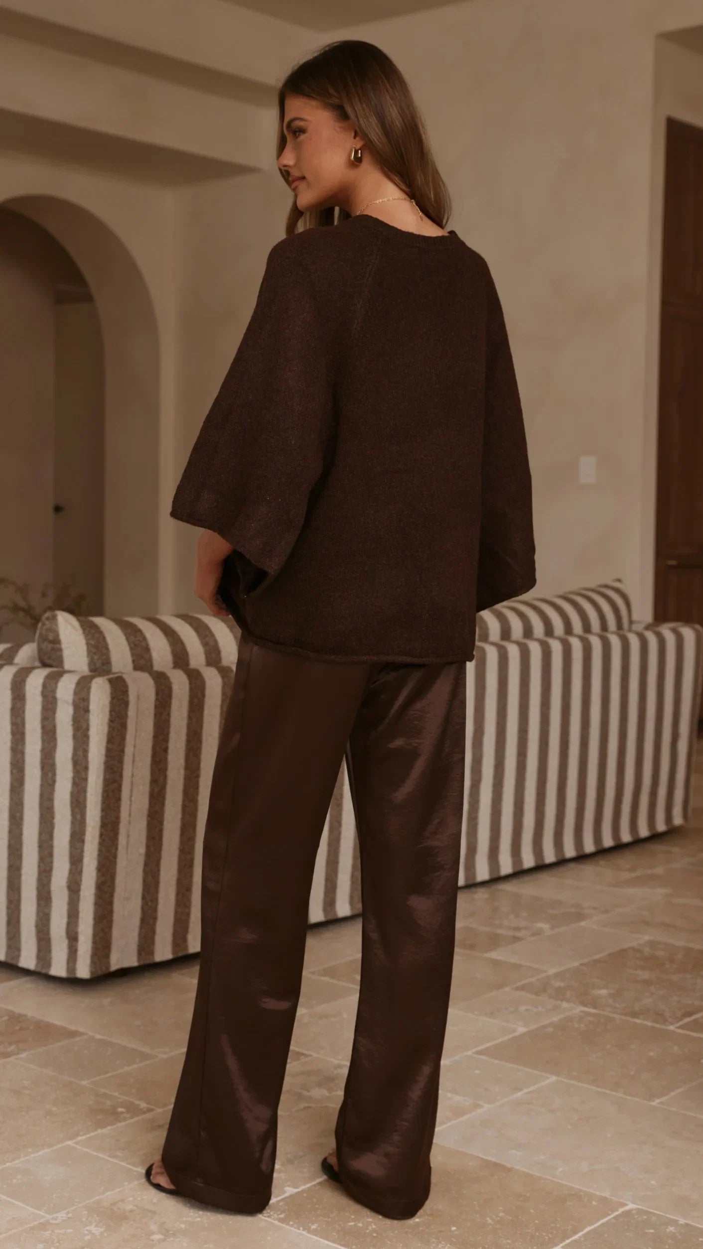 Paisley V Neck Knit Chocolate
