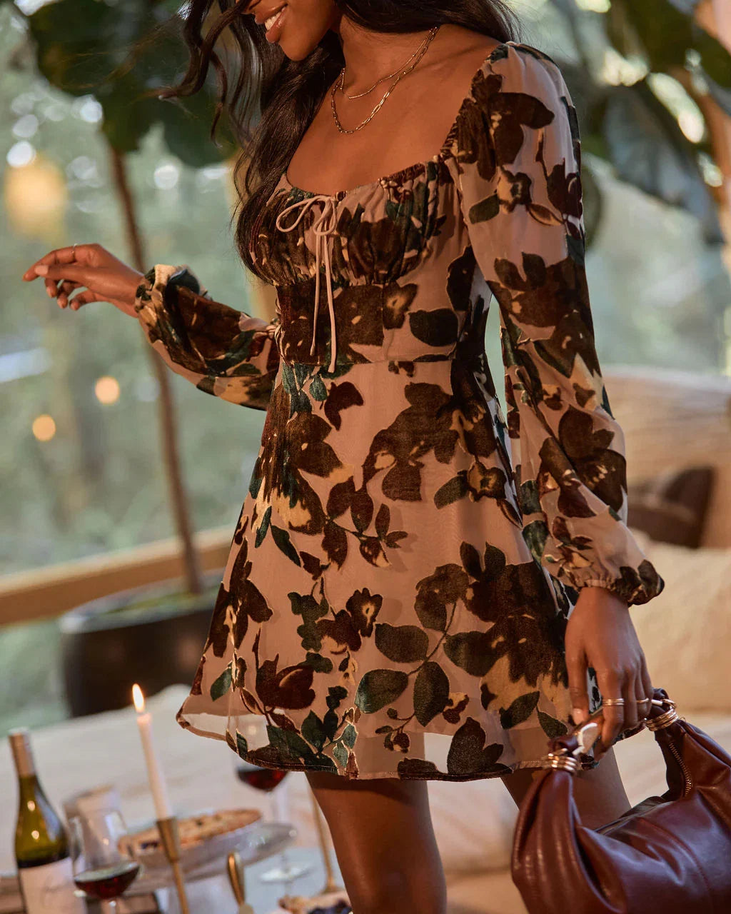 Velora Burnout Velvet Mini Dress