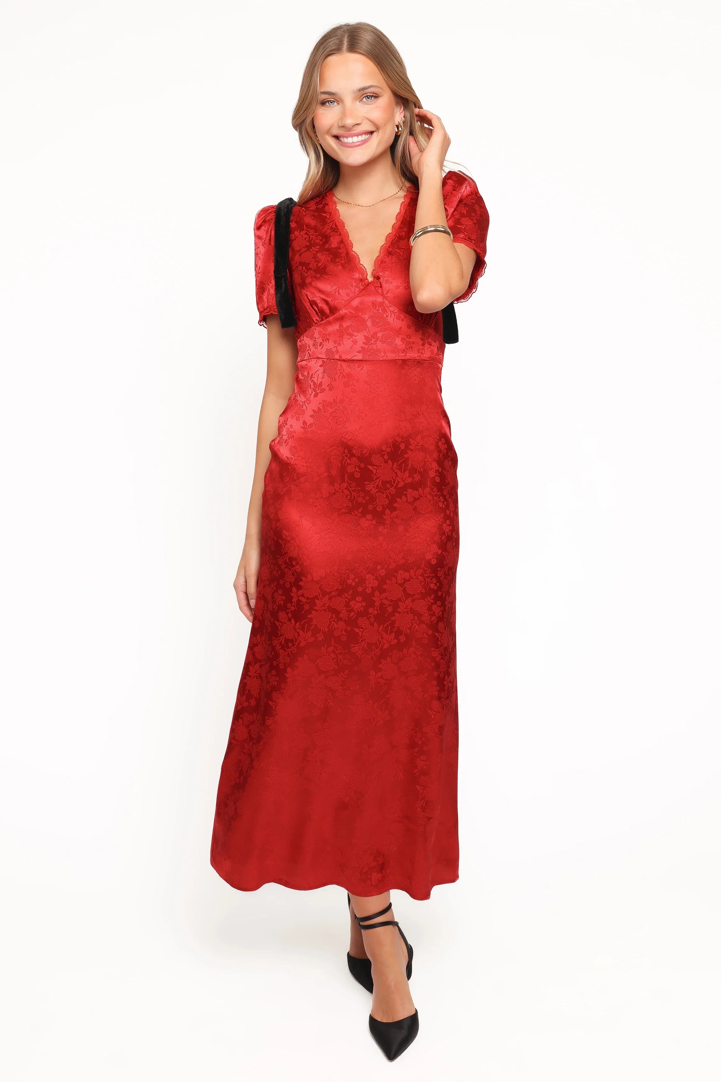 Lomandra Maxi Dress Red Jacquard