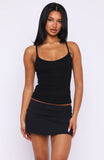 Too Cute To Care Bow Trim Cami Top Black