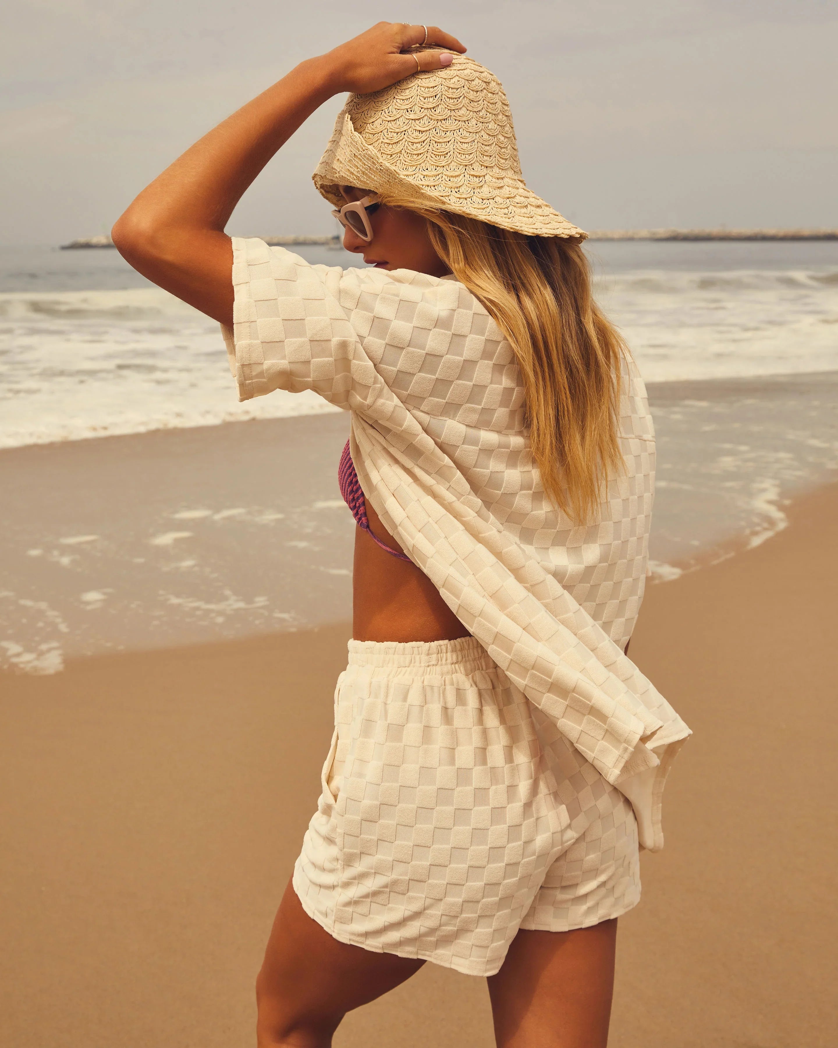 Lainey Checkered Elastic Waist Pocketed Shorts