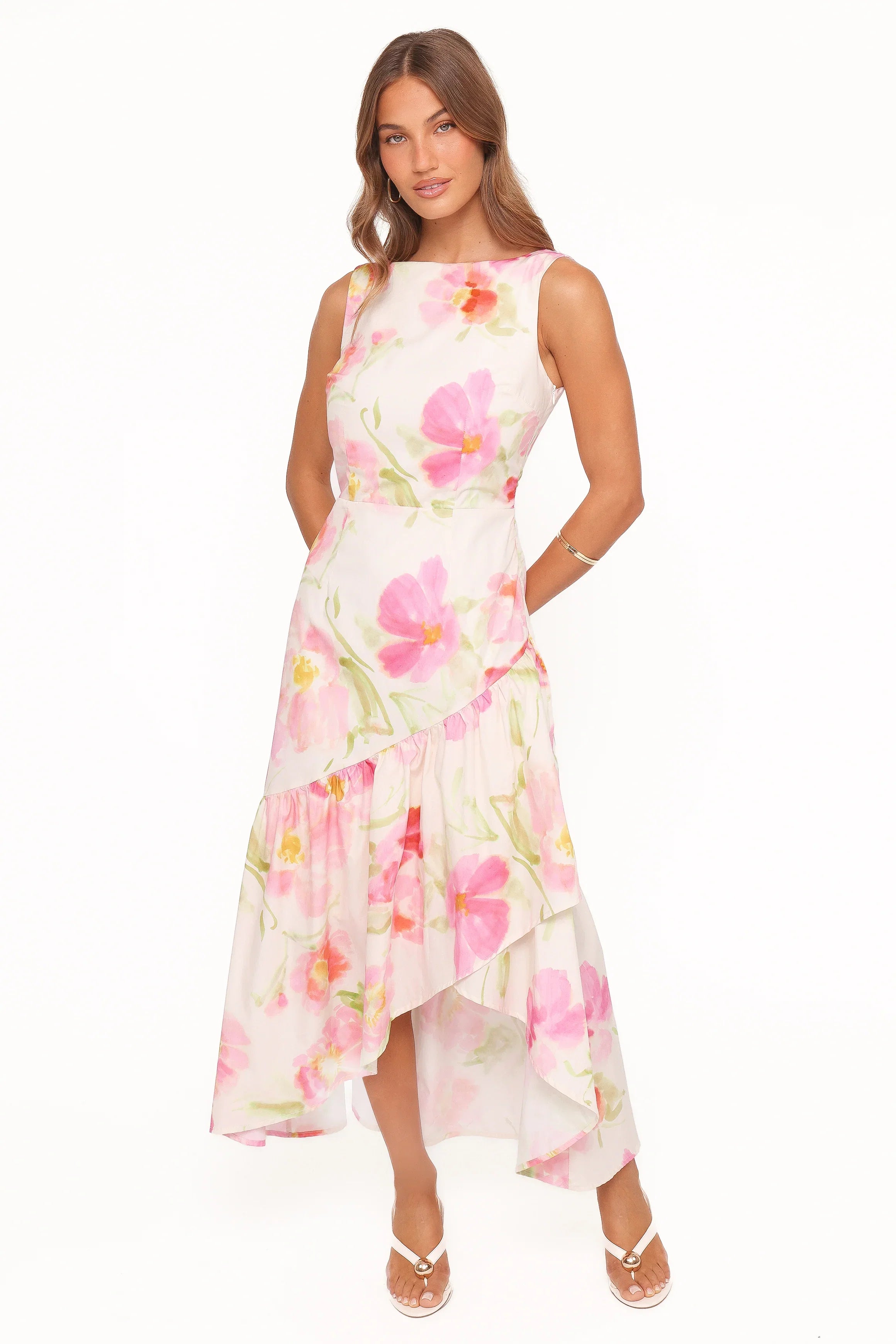 Zula Maxi Dress Pink Garden Floral