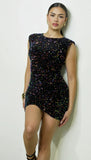 Prism Multi Color Sequin Mini Dress Navy