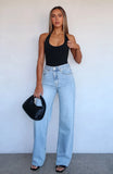 Alana High Waisted Straight Leg Jeans Light Blue