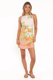 Noriko Shift Mini Dress Yellow Spring Floral