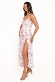 Lelia Halterneck Midi Dress Pink Floral