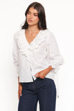 Aelwen Ruffle Blouse White Embroidery