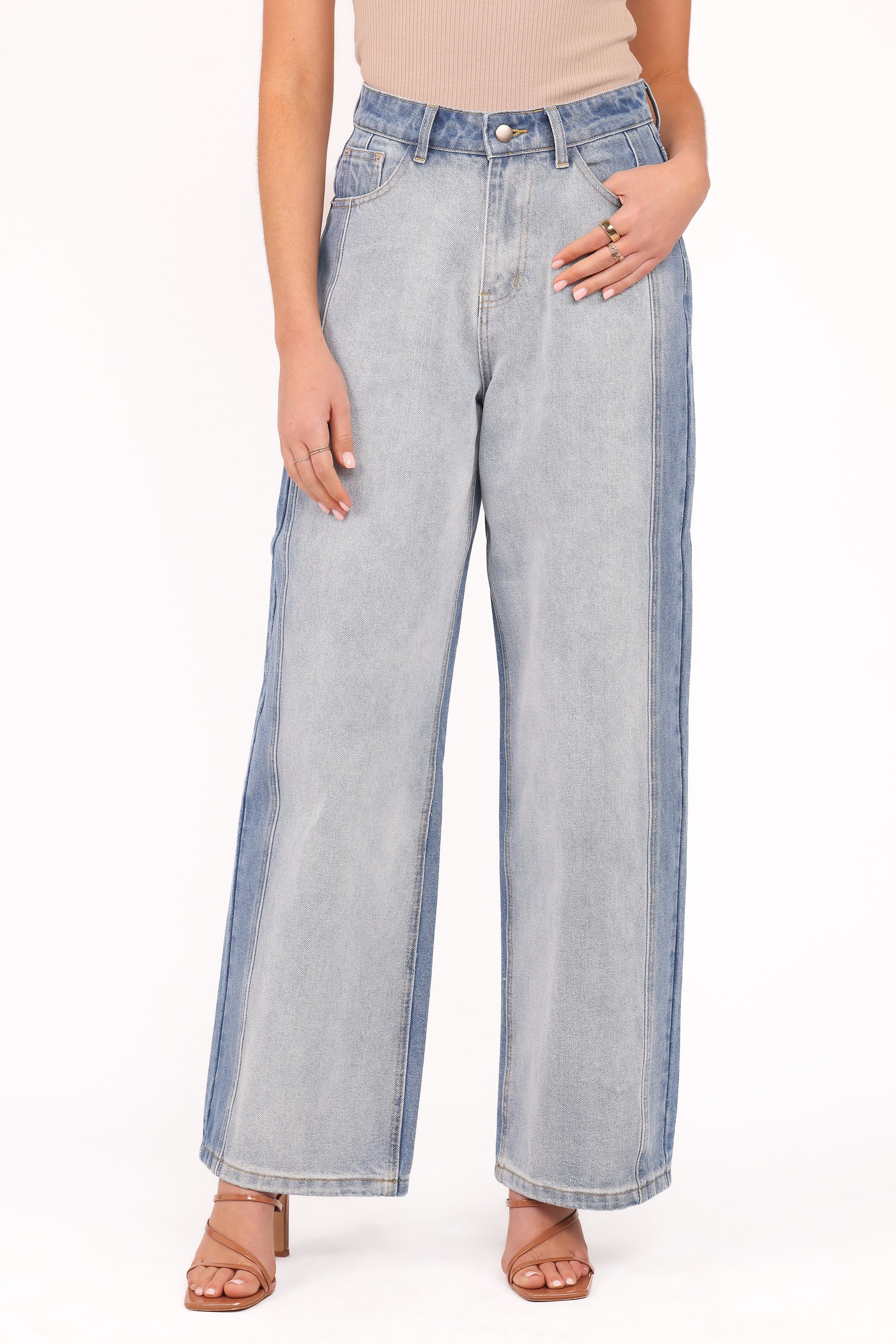Yuri Wide Leg Jeans Two Tone Blue