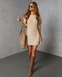 Honeycot Ribbed Knit Mini Sweater Dress
