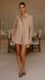 Charla Button Up Top Mocha