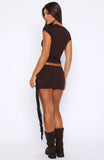 It Will Work Out Studded Mini Skort Dark Chocolate