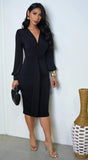 Brynlee Twist Long Sleeve Midi Dress Black