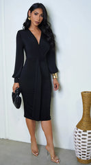 Brynlee Twist Long Sleeve Midi Dress Black