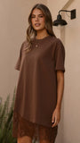 Avei Lace T Shirt Mini Dress Chocolate