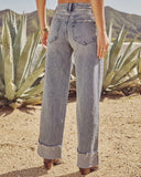 Dune Darling Stretch Mid Rise Cuffed Wide Leg Jeans
