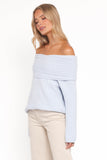 Kenny Off Shoulder Knit Sweater Pale Blue