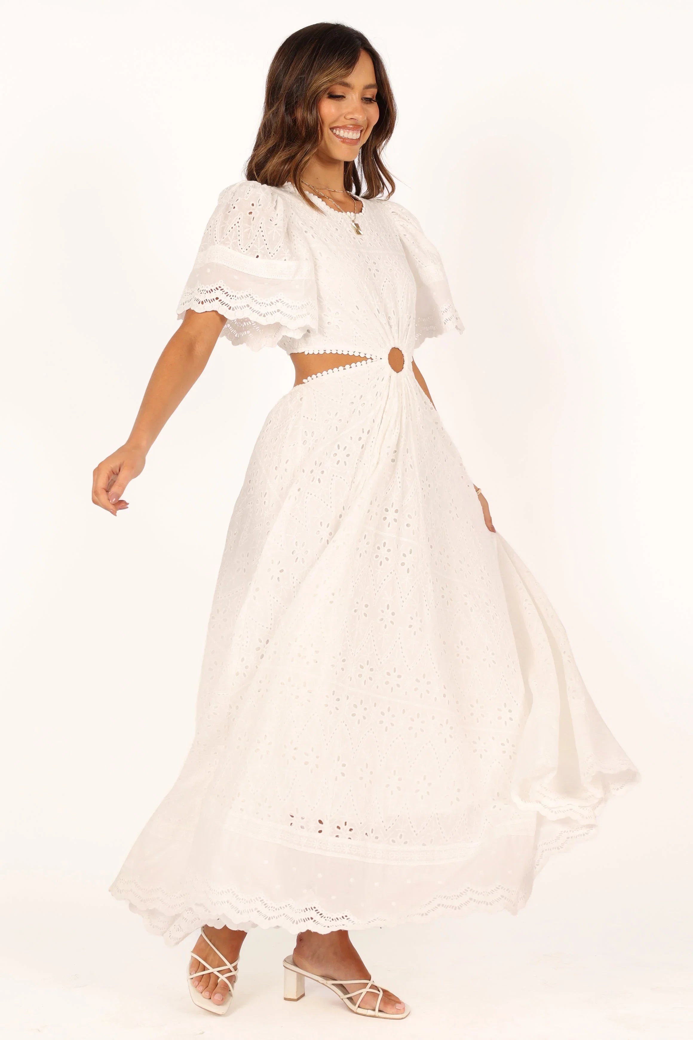 Merletto Cut Out Maxi Dress White