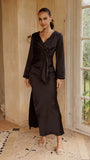 Ivy Long Sleeve Tie Front Maxi Dress Black