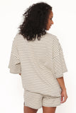 Hellen Stripe Short Set Cream Green Stripe