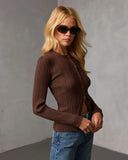 St James Ribbed Buttoned Top