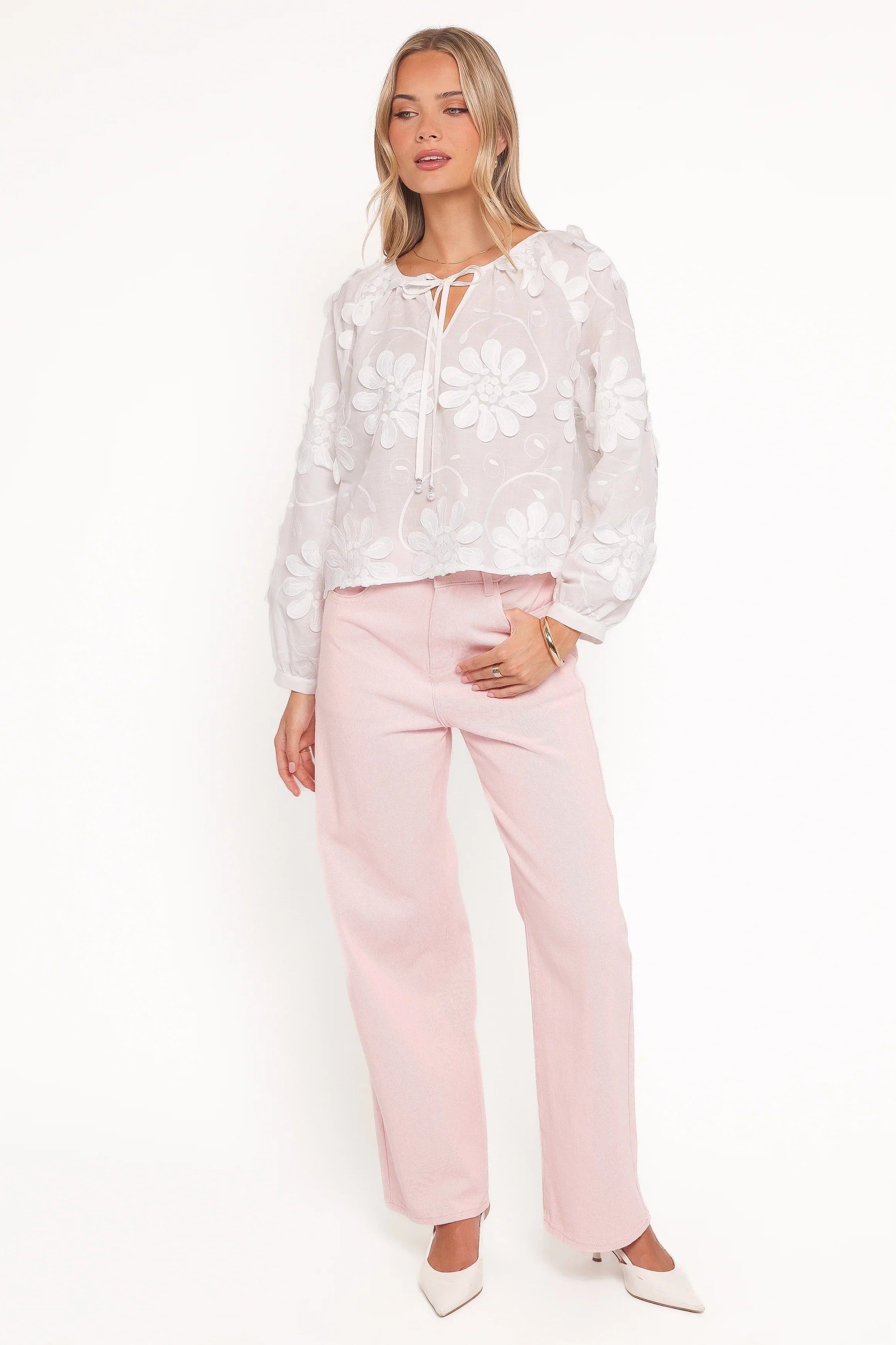Leire Embroidered Blouse White