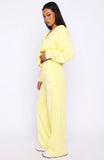 Causing Commotion Terry Wide Leg Sweatpants Lemon