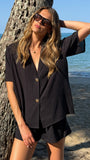 Nadine Shirt and Shorts Set Black