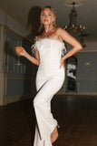 Louise Feather Trim Jumpsuit White