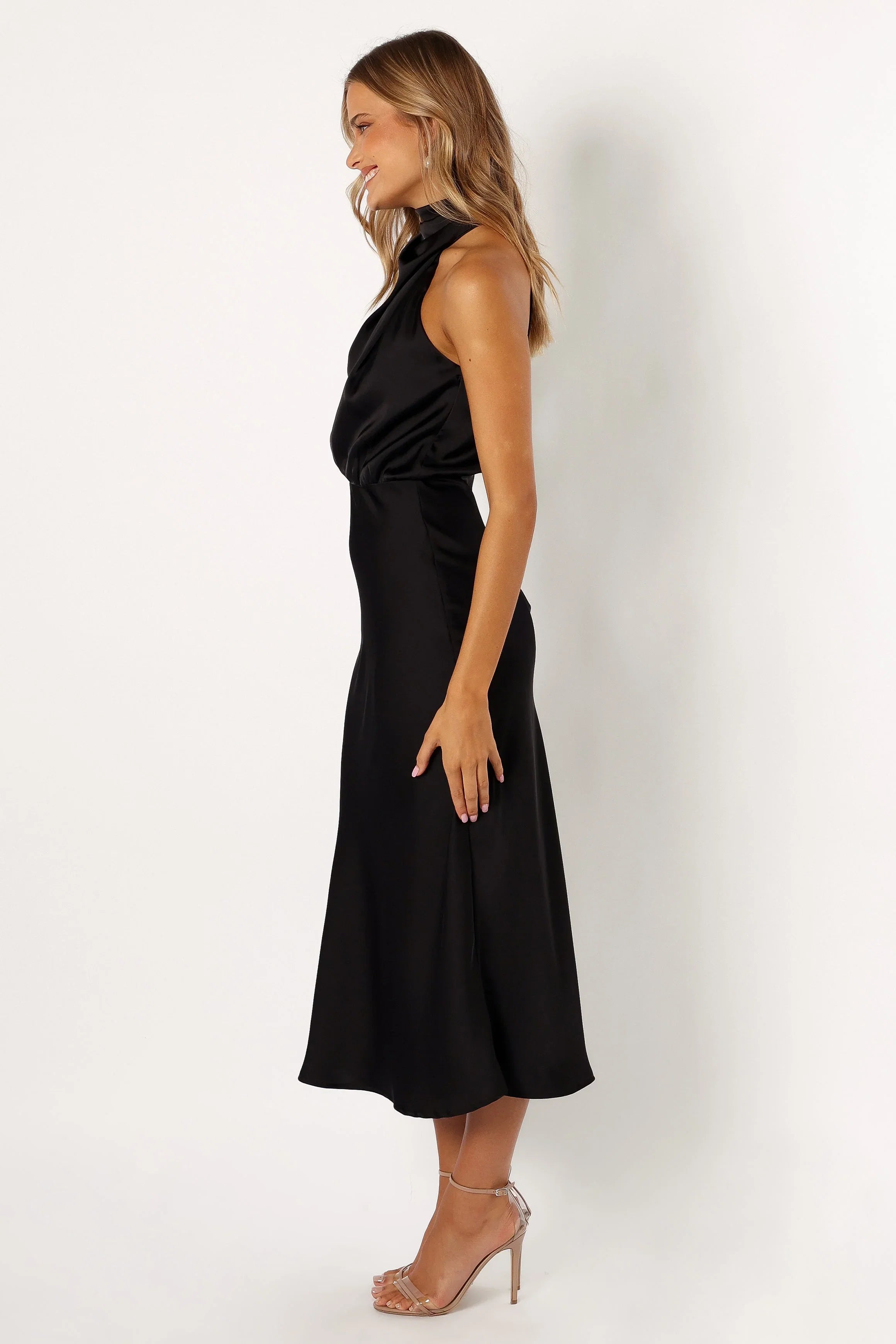Anabelle Halter Neck Midi Dress Black