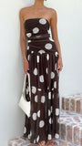 Riko Strapless Maxi Dress Chocolate Macro Polka