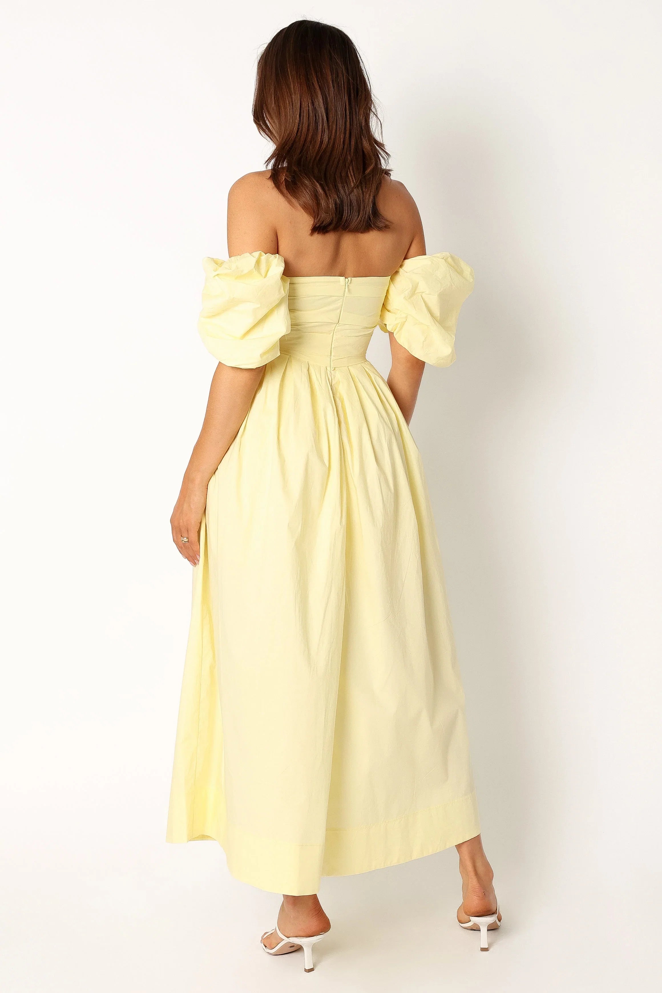 Solana Off Shoulder Midi Dress Yellow