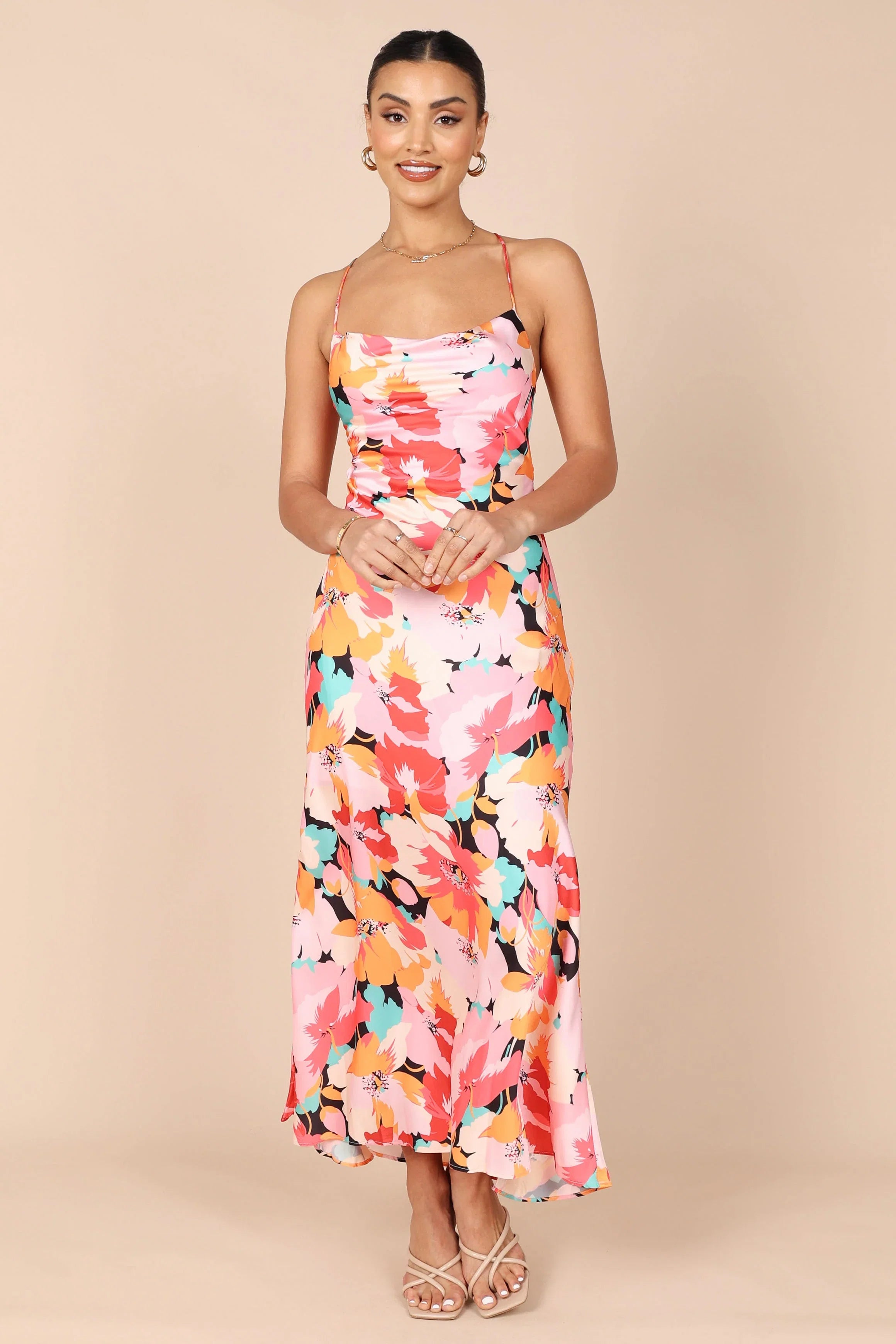 Posse Midi Slip Dress Pink Floral