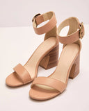 Amyra Vegan Leather Open Toe Heels