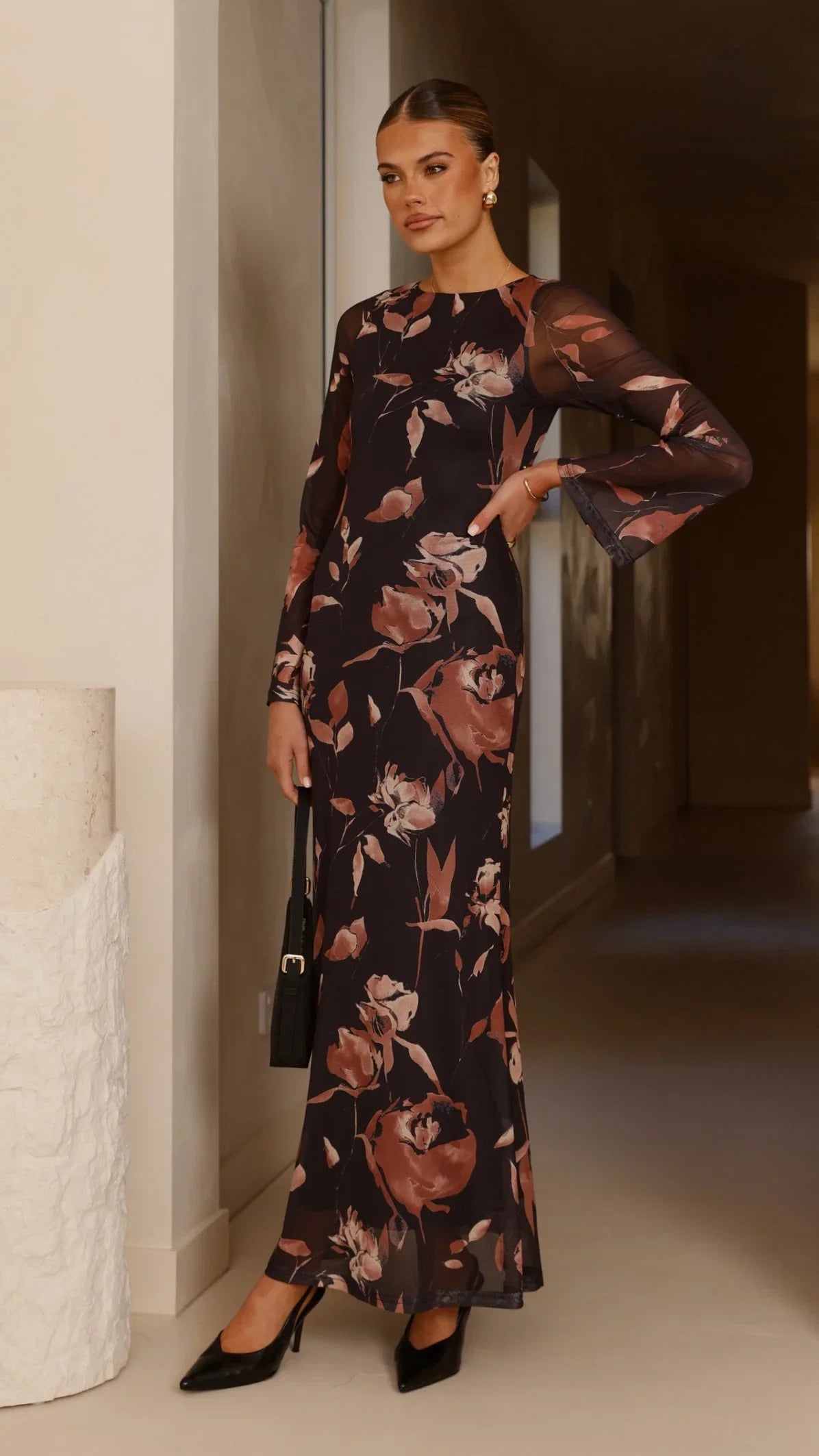 Koah Long Sleeve Maxi Dress Flower Print