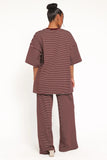 Wilda Knit Pant Burgundy Cream Stripe