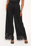 Viola Drawstring Wide Leg Pant Black