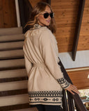 Winter Ember Abstract Waist Tie Cardigan