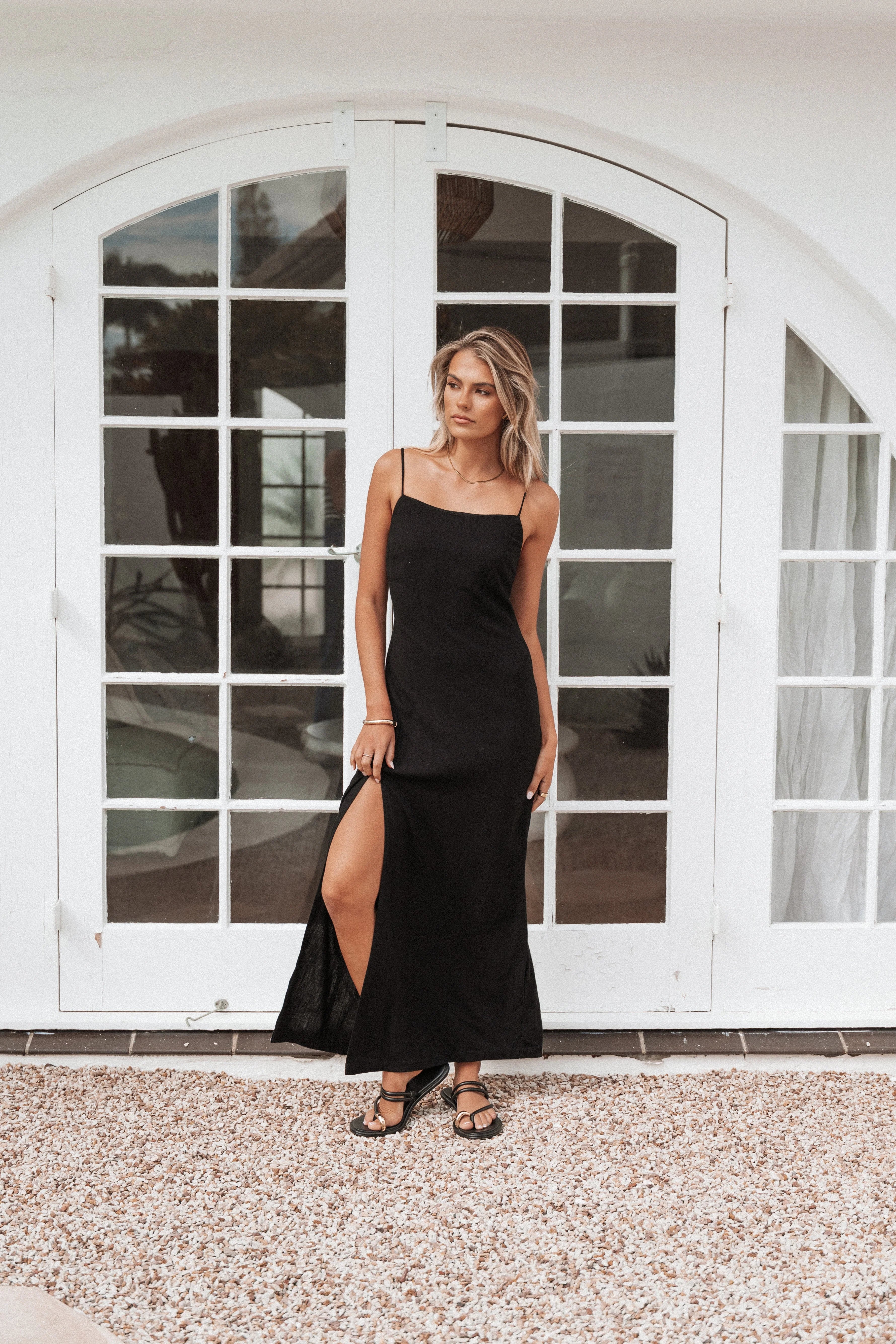 Sawyer Midi Slip Dress Black