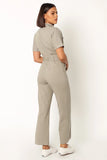 Demi Contrast Stitch Jumpsuit Olive