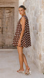 Vanessa Oversized Mini Dress Brown Polka