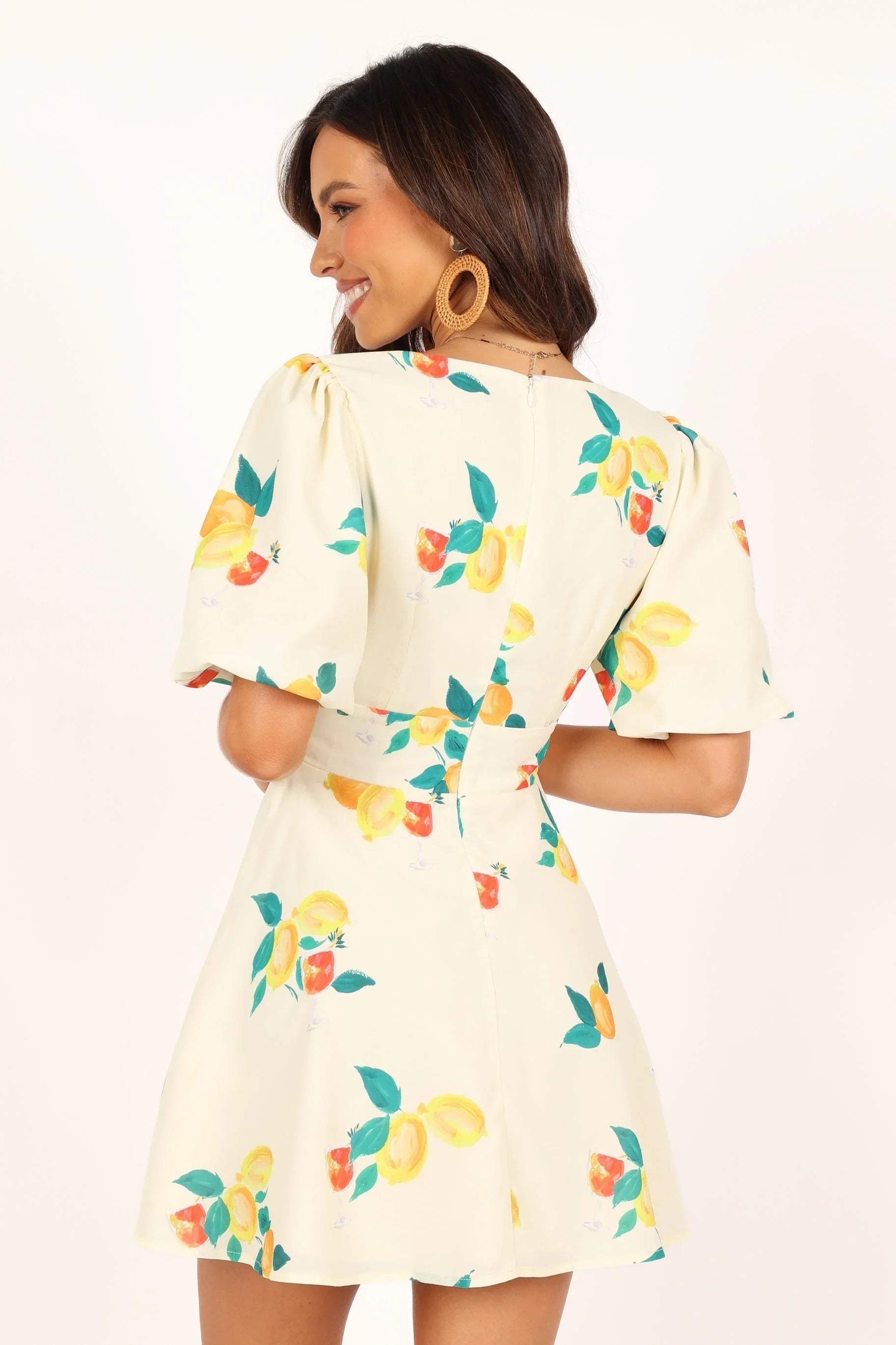 Mikaela Mini Dress Lemon Print